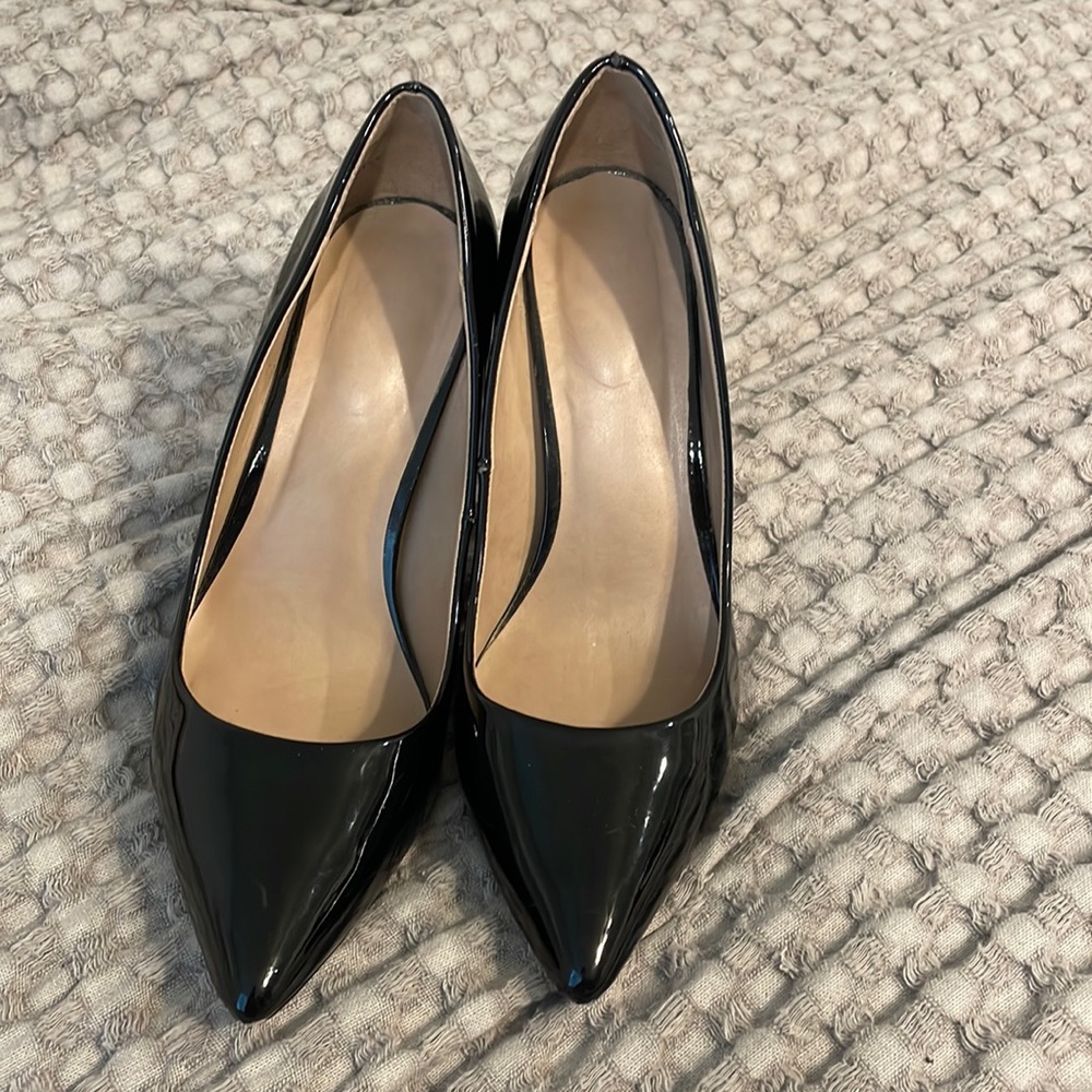 Black patent leather heels